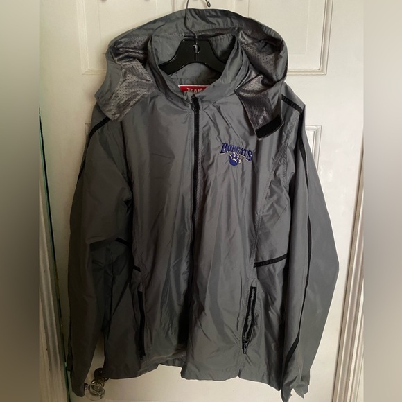 TEAM 365 BOBCATS GREY SIZE LARGE WINDBREAKER RAIN JACKET HOODED OUTDOOR SPORT - Picture 3 of 9